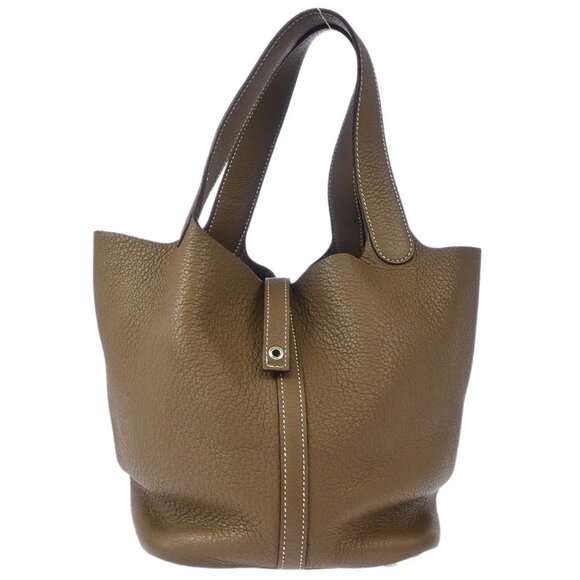 Hermes Etoupe Gray Taurillon Clemence Picotin Lock 22 MM Handbag - Picture 1 of 11